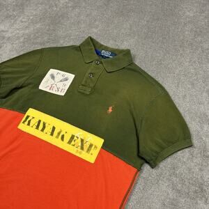 Ralph Lauren Polo Shirt Mens Medium Custom Fit Pique Pony Military Patches Kayak
